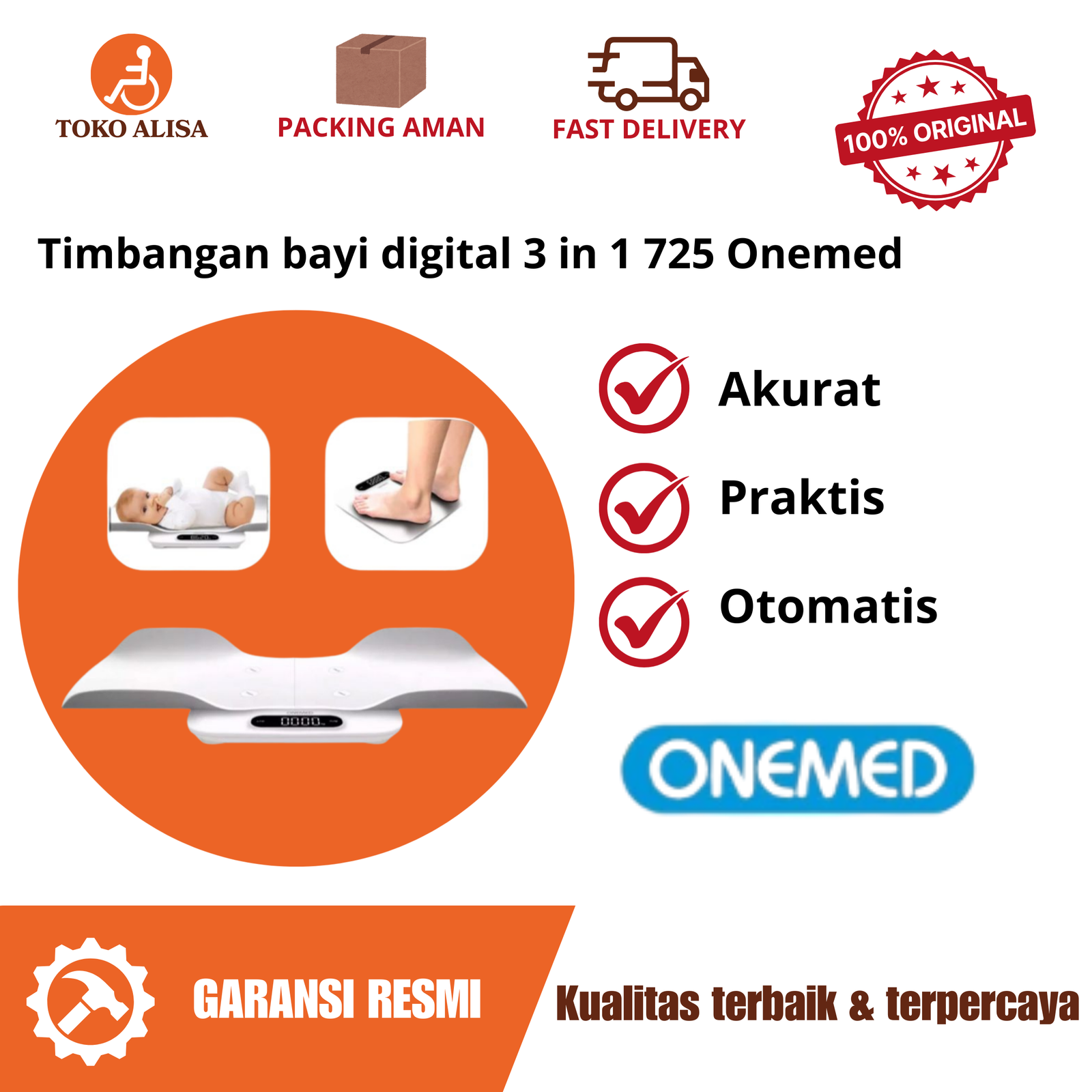 Timbangan bayi digital 3 in 1 725 Onemed